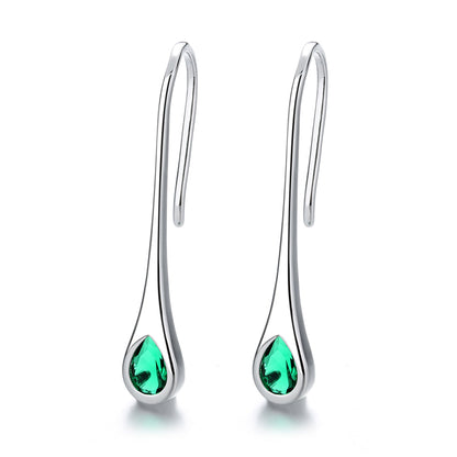 Amy and Annette Gemstone Sterling Silver Pull-through Minimalist Drop Earrings - The Avenue44