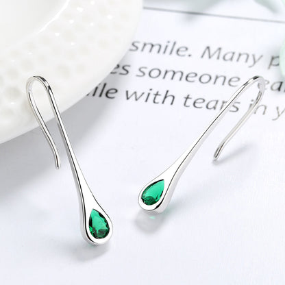 Amy and Annette Gemstone Sterling Silver Pull-through Minimalist Drop Earrings - The Avenue44