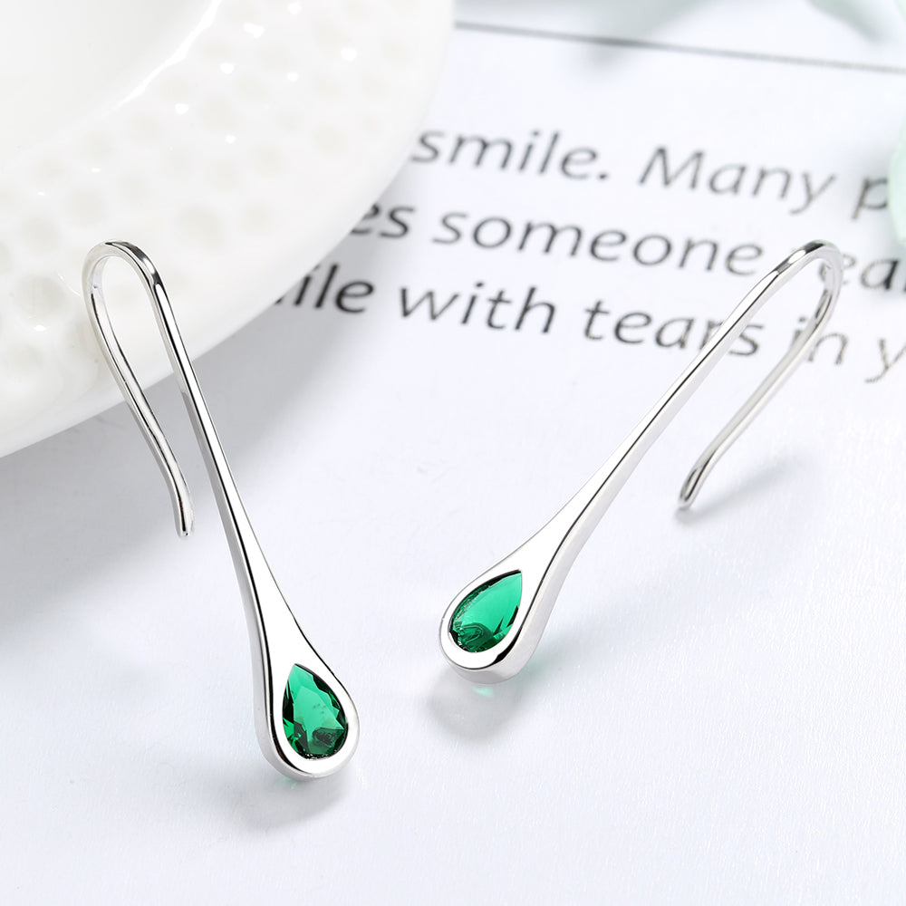 Amy and Annette Gemstone Sterling Silver Pull-through Minimalist Drop Earrings - The Avenue44