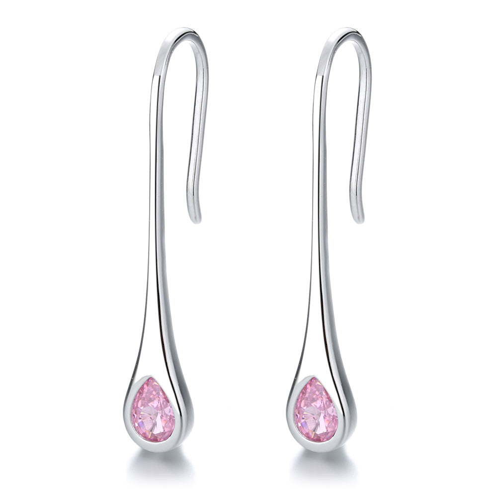 Amy and Annette Gemstone Sterling Silver Pull-through Minimalist Drop Earrings - The Avenue44