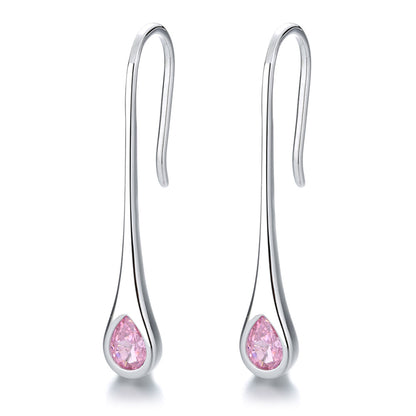 Amy and Annette Gemstone Sterling Silver Pull-through Minimalist Drop Earrings - The Avenue44