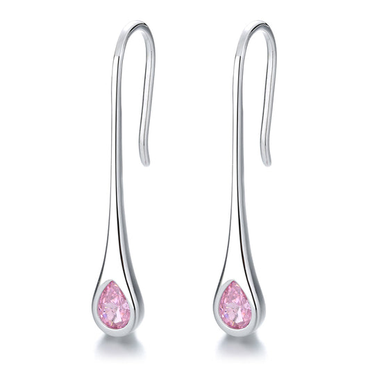 Amy and Annette Gemstone Sterling Silver Pull-through Minimalist Drop Earrings - The Avenue44