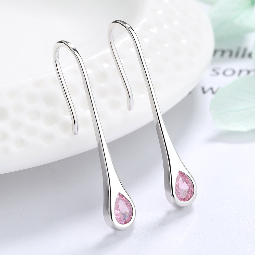 Amy and Annette Gemstone Sterling Silver Pull-through Minimalist Drop Earrings - The Avenue44