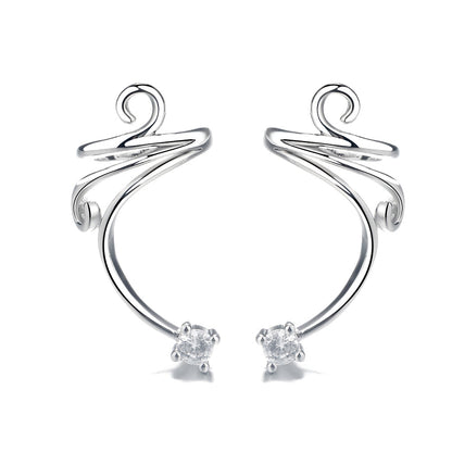 Sterling Silver Spiral Swirl Cuff Earring with Swarovski Crystal - The Avenue44