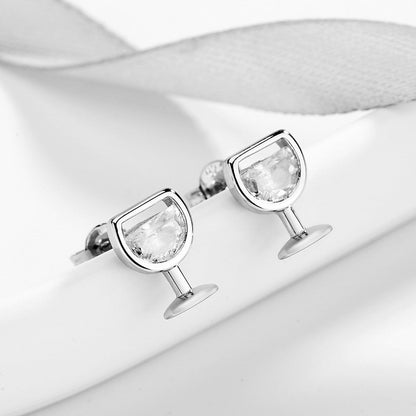 14K Rose Gold and Sterling Silver Wine Glasses Earrings with crystals from Swarovski - The Avenue44