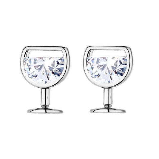 14K Rose Gold and Sterling Silver Wine Glasses Earrings with crystals from Swarovski - The Avenue44