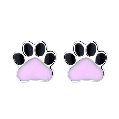 Sterling Silver Paw Print Stud Earrings - The Avenue44