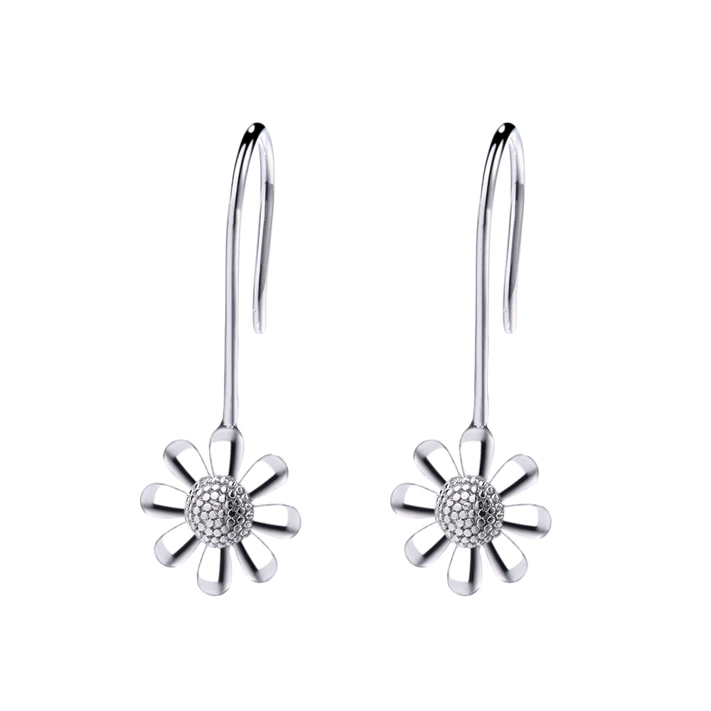 Sterling Silver Sunflower Hook Earrings - The Avenue44