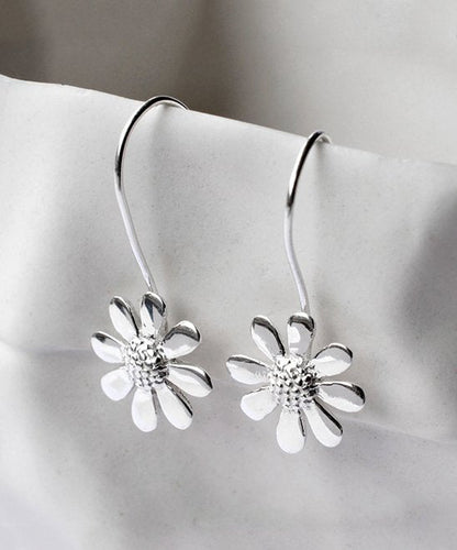 Sterling Silver Sunflower Hook Earrings - The Avenue44