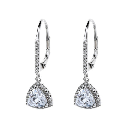Sterling Silver Leverback Earrings with Crystals - The Avenue44