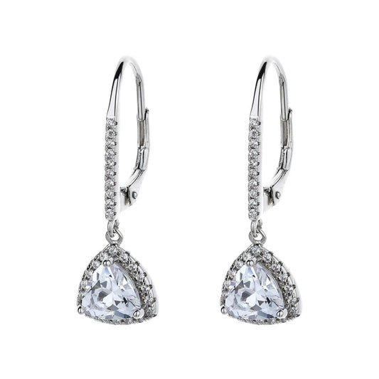 Sterling Silver Leverback Earrings with Crystals - The Avenue44