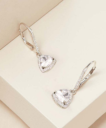 Sterling Silver Leverback Earrings with Crystals - The Avenue44