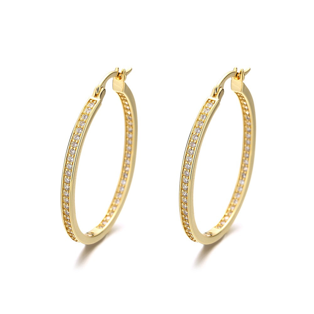 Amy and Annette 14K Gold Hoop Earrings with in and out crystals from Swarovski - The Avenue44