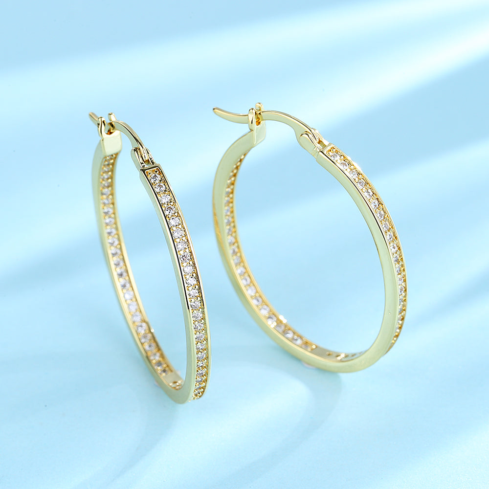 Amy and Annette 14K Gold Hoop Earrings with in and out crystals from Swarovski - The Avenue44