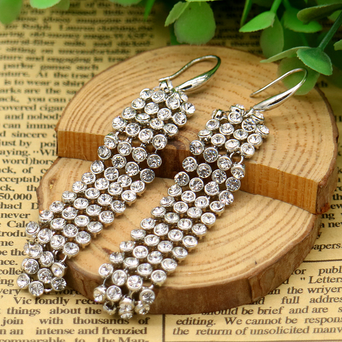 Mesh Swarovski Crystal Drop and Dangle Earrings in 14K White Gold - The Avenue44