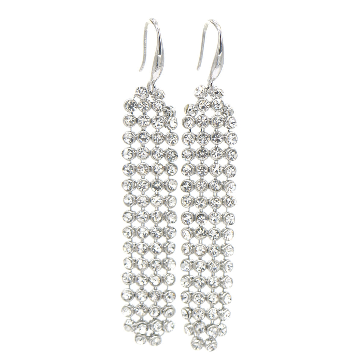 Mesh Swarovski Crystal Drop and Dangle Earrings in 14K White Gold - The Avenue44
