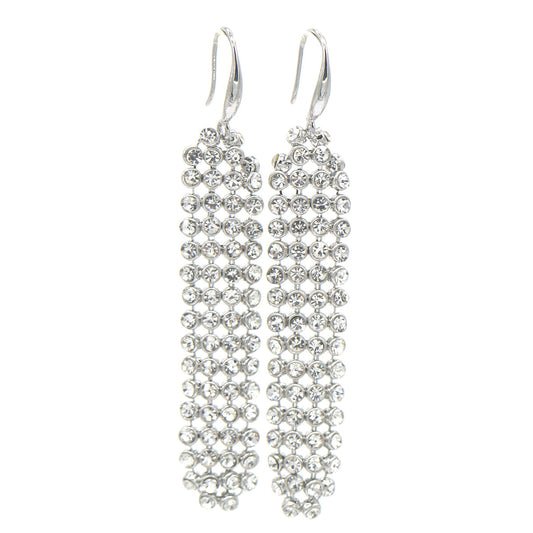 Mesh Swarovski Crystal Drop and Dangle Earrings in 14K White Gold - The Avenue44