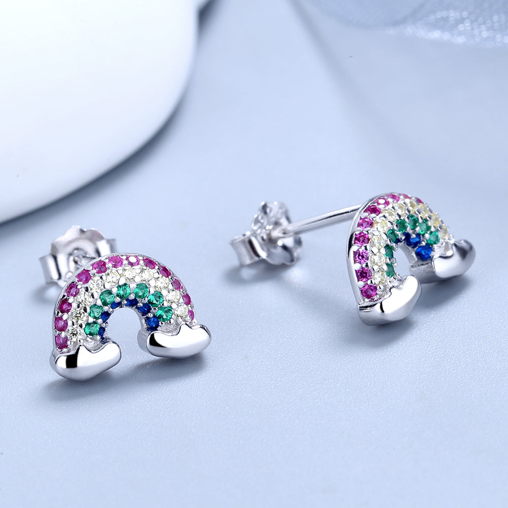 Sterling Silver Rainbow Earrings with Swarovski Crystals - The Avenue44