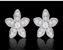 Sterling Silver Flower Stud Earrings with Swarovski Crystal - The Avenue44