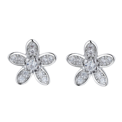 Sterling Silver Flower Stud Earrings with Swarovski Crystal - The Avenue44
