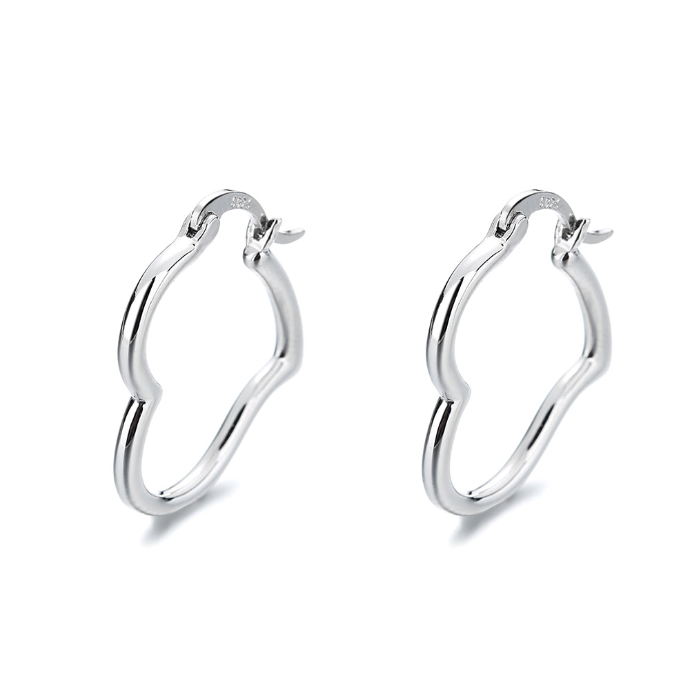 Amy and Annette 18K White Gold Heart Hoop Earrings - The Avenue44