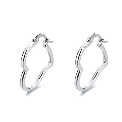 Amy and Annette 18K White Gold Heart Hoop Earrings - The Avenue44