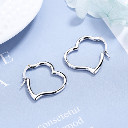 Amy and Annette 18K White Gold Heart Hoop Earrings - The Avenue44