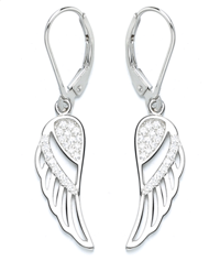 Sterling Silver Leverback Angel Earring with crystals from Swarovski - The Avenue44