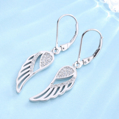 Sterling Silver Leverback Angel Earring with crystals from Swarovski - The Avenue44