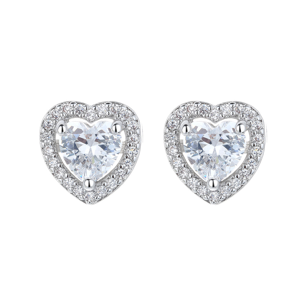 Sterling Silver Heart Halo Earrings with crystals from Swarovski - The Avenue44