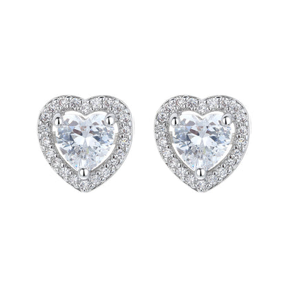 Sterling Silver Heart Halo Earrings with crystals from Swarovski - The Avenue44