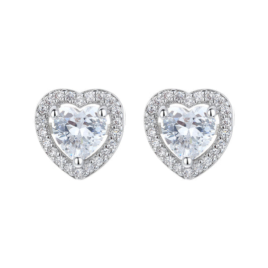 Sterling Silver Heart Halo Earrings with crystals from Swarovski - The Avenue44