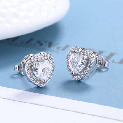 Sterling Silver Heart Halo Earrings with crystals from Swarovski - The Avenue44