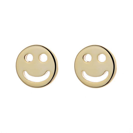 14K Gold or Sterling Silver Smiley Face Earring - The Avenue44