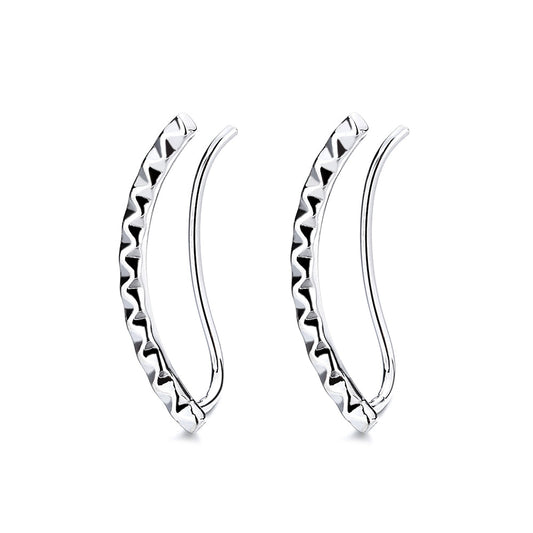 Rhodium Hammered Earring Crawlers - The Avenue44