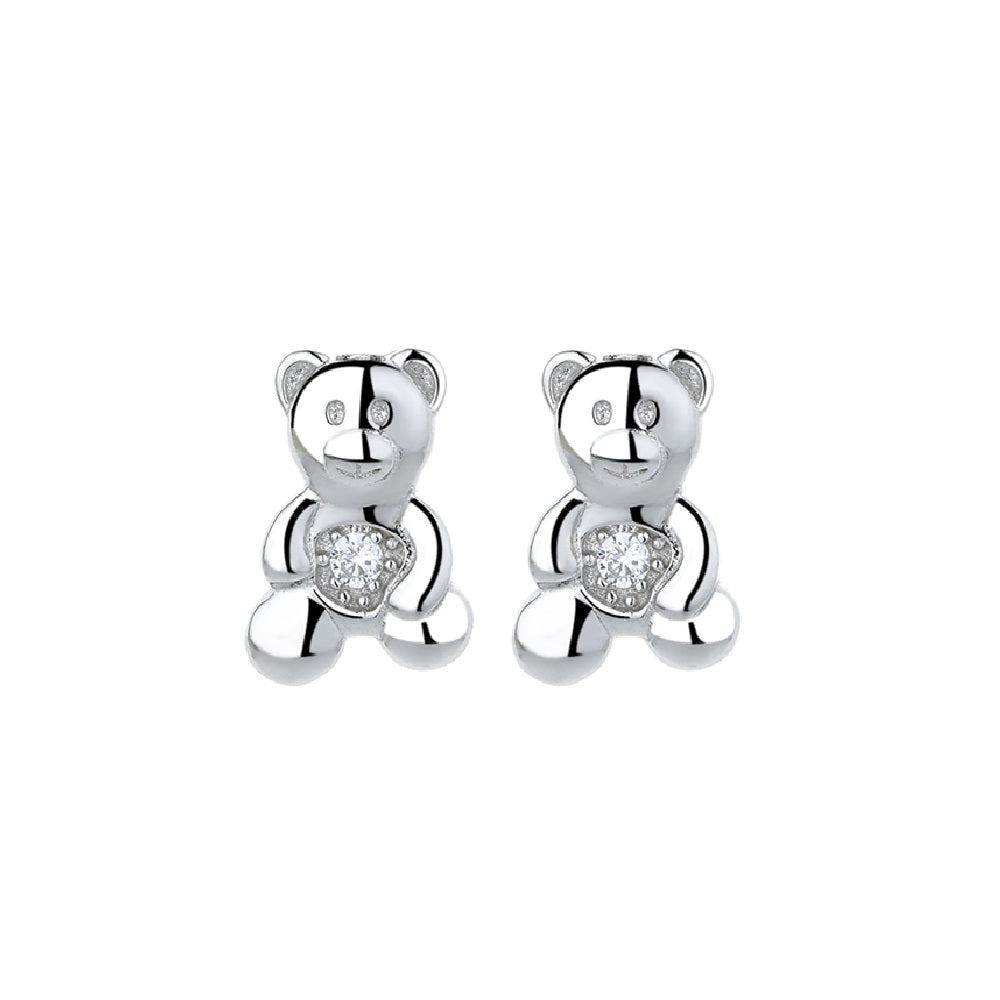 Amy and Annette Sterling Silver Bear Earrings with crystals from Swarovski - The Avenue44