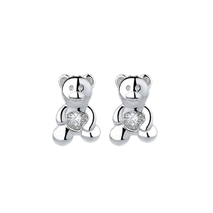 Amy and Annette Sterling Silver Bear Earrings with crystals from Swarovski - The Avenue44