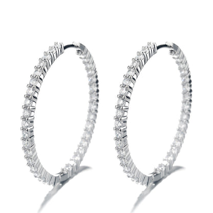 18K White Gold Plated Inside Out Hoop Earrings with crystals from Swarovski - The Avenue44