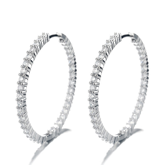 18K White Gold Plated Inside Out Hoop Earrings with crystals from Swarovski - The Avenue44