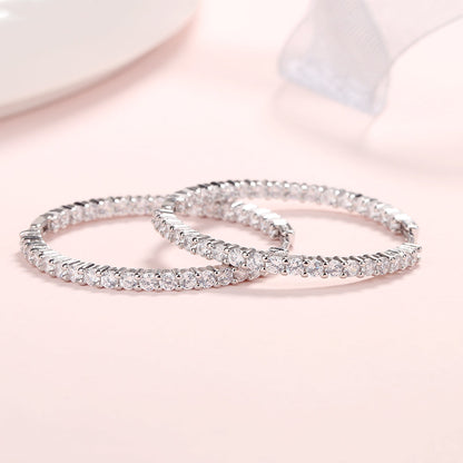 18K White Gold Plated Inside Out Hoop Earrings with crystals from Swarovski - The Avenue44