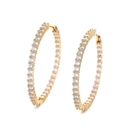 18K White Gold Plated Inside Out Hoop Earrings with crystals from Swarovski - The Avenue44