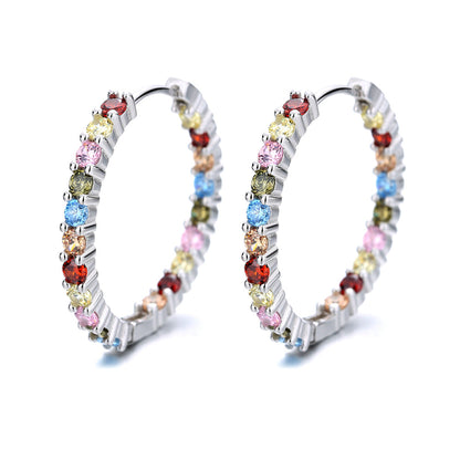 18K White Gold Plated Inside Out Hoop Earrings with crystals from Swarovski - The Avenue44