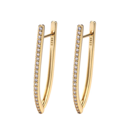 14K Gold over Sterling Silver Swarovski Crystal Hoop Earrings - The Avenue44