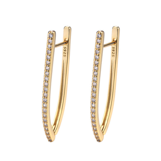 14K Gold over Sterling Silver Swarovski Crystal Hoop Earrings - The Avenue44
