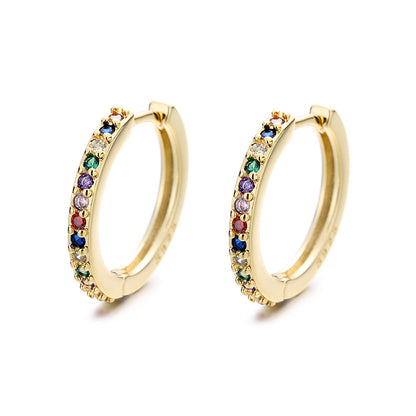 Sterling Silver Multi-Color Huggie Hoop Earring with Swarovski crystal - The Avenue44