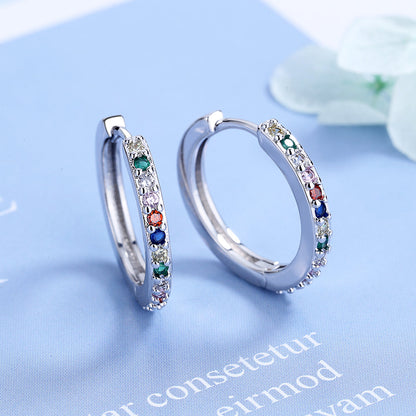 Sterling Silver Multi-Color Huggie Hoop Earring with Swarovski crystal - The Avenue44