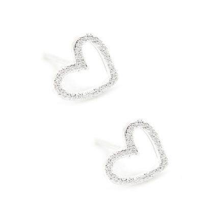 Hammered Sterling Silver Open Heart Stud Earring - The Avenue44
