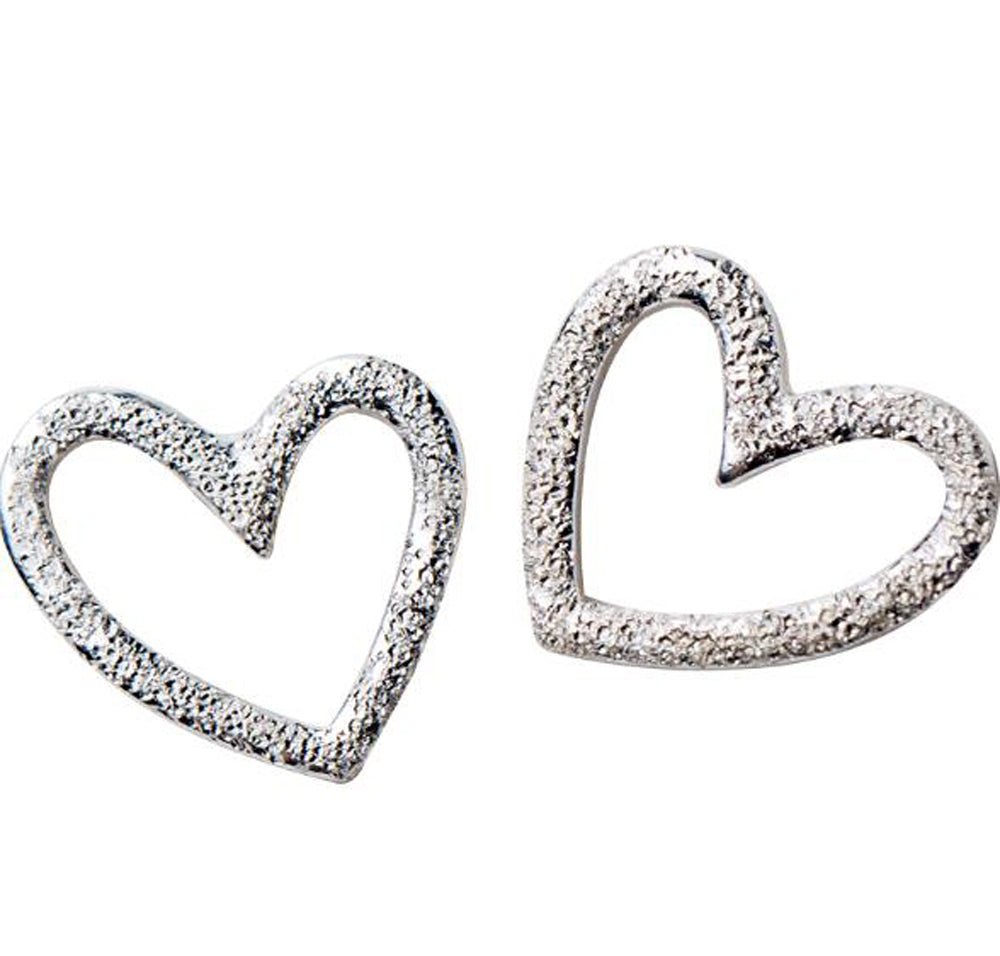 Hammered Sterling Silver Open Heart Stud Earring - The Avenue44
