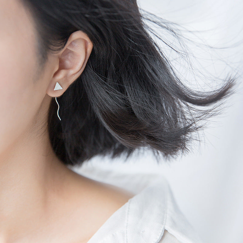 Sterling Silver Triangle with Spiral Pull-Through Earring - The Avenue44