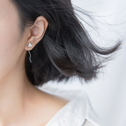 Sterling Silver Triangle with Spiral Pull-Through Earring - The Avenue44